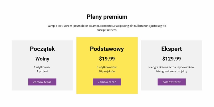 Trzy plany cenowe Szablon HTML5