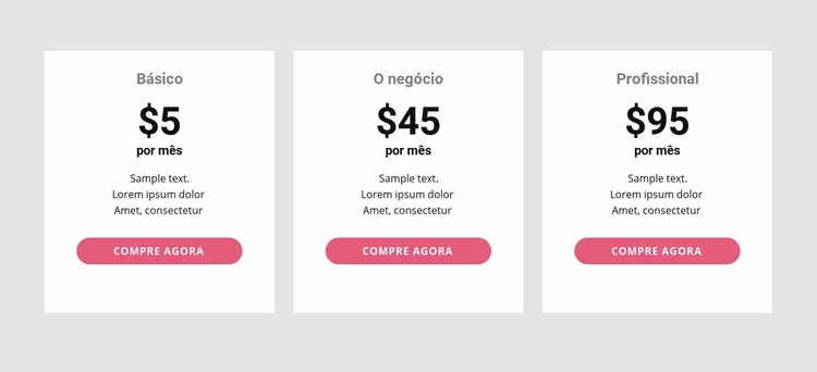 Tabela de preços simples Construtor de sites HTML