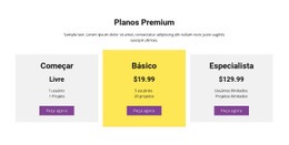 Plano De Três Preços - Design Do Site