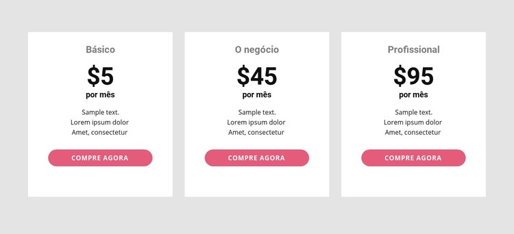 Tabela de preços simples Modelo HTML5