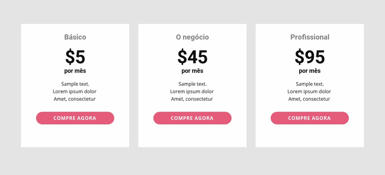 Tabela de preços simples Template Joomla