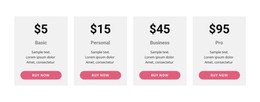Pricing Table With Strong Colors