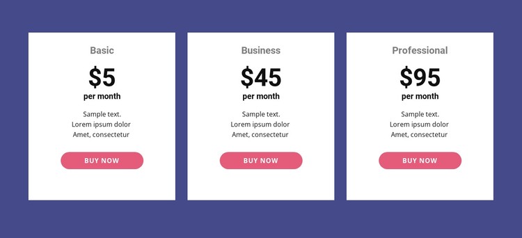 Classic pricing table Static Site Generator