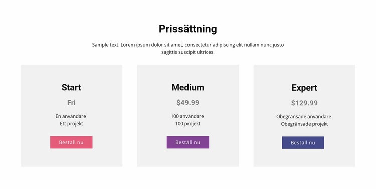 Modernt pristabell HTML-mall
