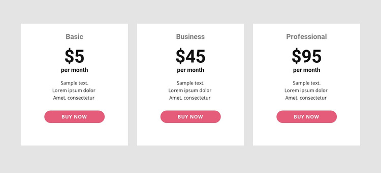 Simple pricing Table Template