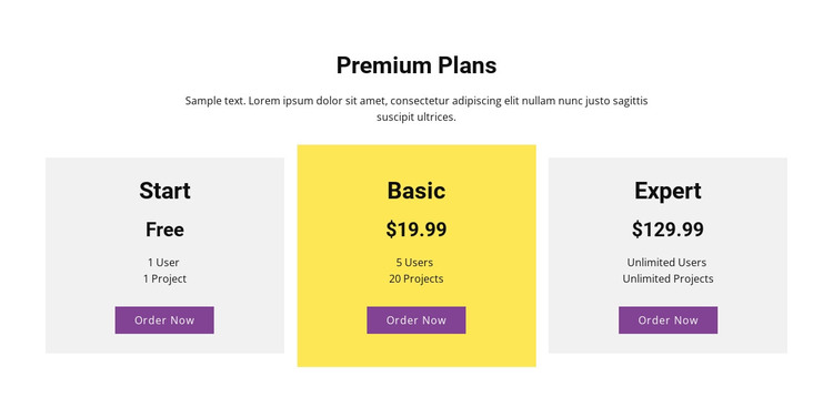 Three pricing plan Web Design