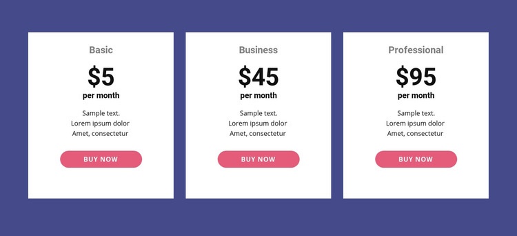 Classic pricing table Webflow Template Alternative