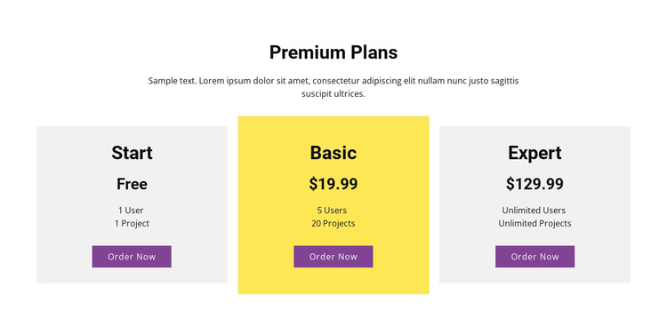 Three pricing plan Website Builder Software