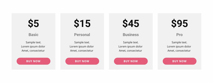 Pricing table with strong colors Website Design
