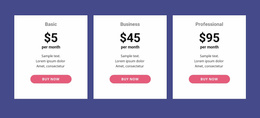 Classic Pricing Table - Website Template