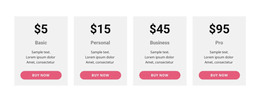 Pricing Table With Strong Colors - Best WordPress Theme