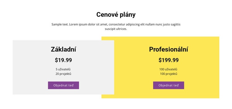 Překrývající se cenová tabulka Šablona CSS