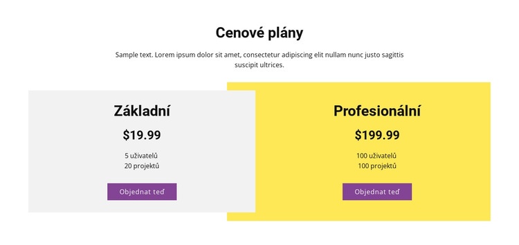 Překrývající se cenová tabulka Webový design