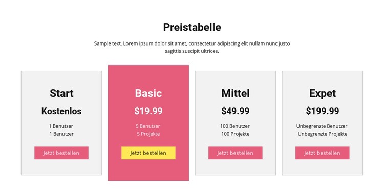 Alle Preispläne CSS-Vorlage