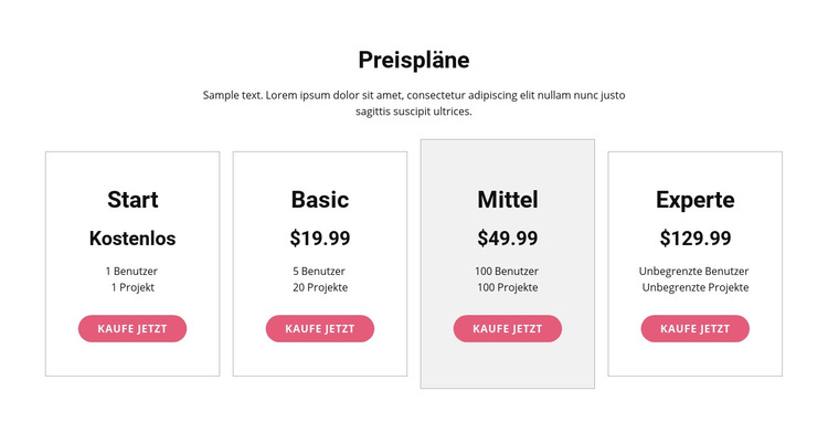 Upgrade auf einen Premium-Plan Website-Vorlage