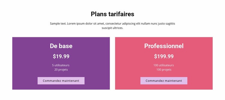 Plans de base et professionnels Créateur de site Web HTML