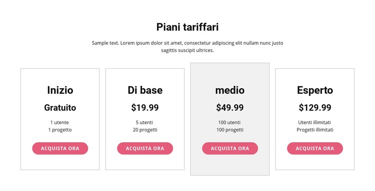 Passa a un piano premium Un modello di pagina