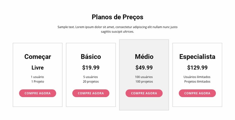 Faça upgrade para um plano premium Design do site