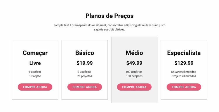 Faça upgrade para um plano premium Maquete do site