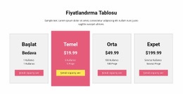 Tüm Fiyatlandırma Planları - Duyarlı HTML5 Şablonu