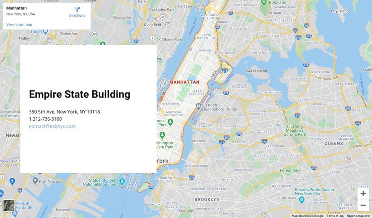 Google Map mit Adressblock Website Builder-Vorlagen