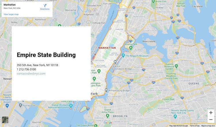 Google map with address block Elementor Template Alternative