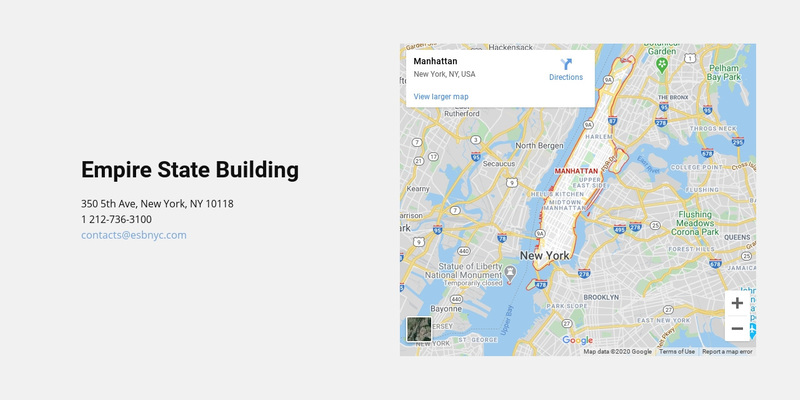 Map and address Squarespace Template Alternative