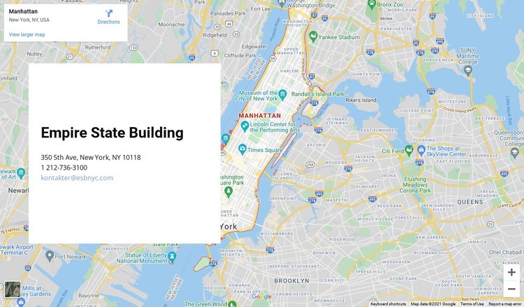 Google -karta med adressblock Mall