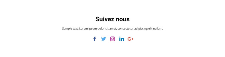 Icônes sociales avec texte Modèle HTML