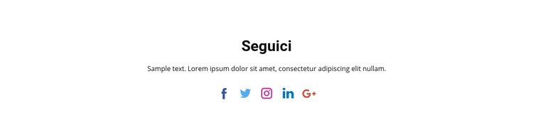 Icone sociali con testo Modello di sito Web