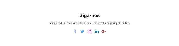 Ícones sociais com texto Modelo de uma página