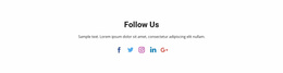 Social Icons With Text - Web Template