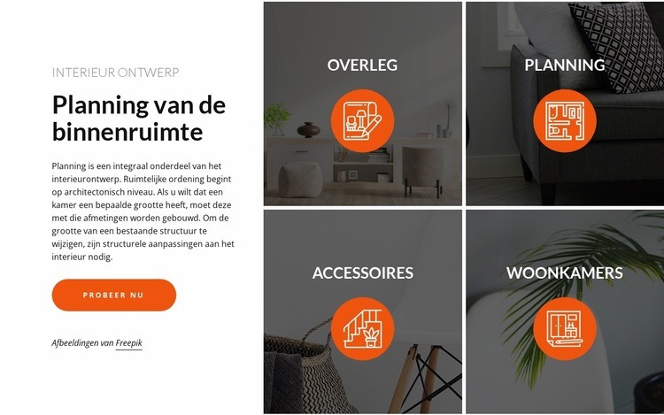 Planning en ontwerp van de binnenruimte HTML5-sjabloon