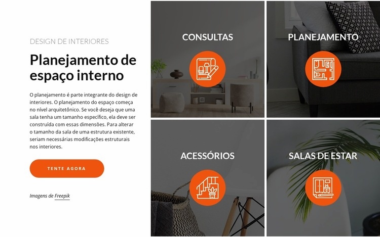 Planejamento e design de espaços interiores Construtor de sites HTML