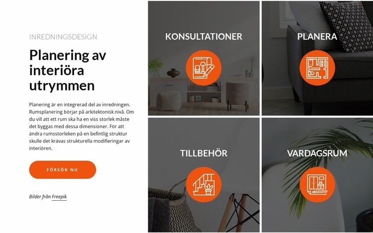 Inredningsplanering och design CSS -mall