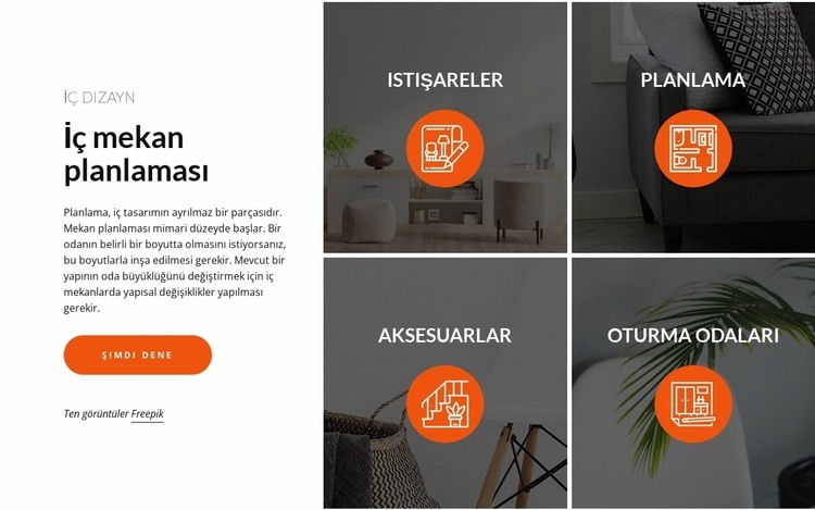 İç mekan planlama ve tasarımı Web Sitesi Mockup'ı