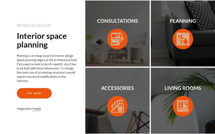 Interior space planning and design Website Builder Software