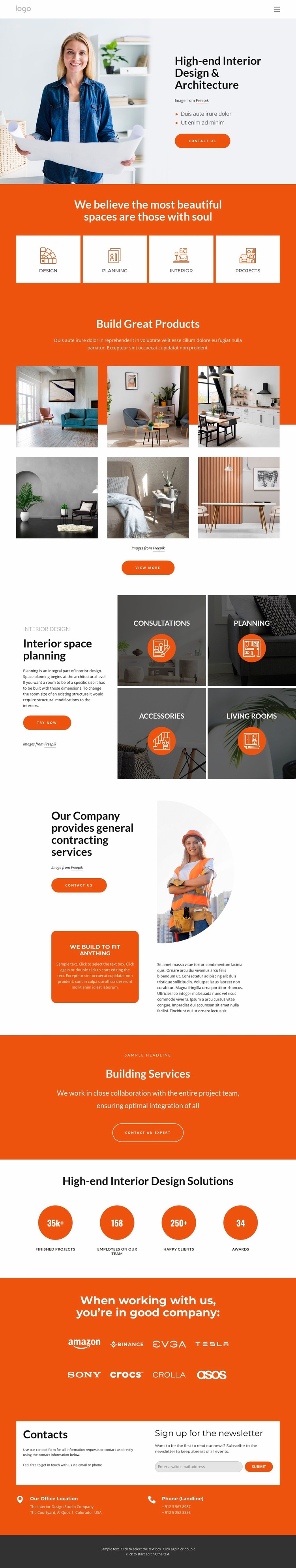 Interior design and architecture studio Website Mockup