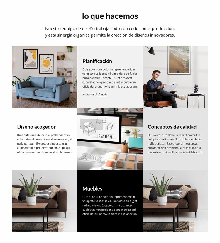 Estudio de diseño de interiores planificación y diseño. Plantillas de creación de sitios web