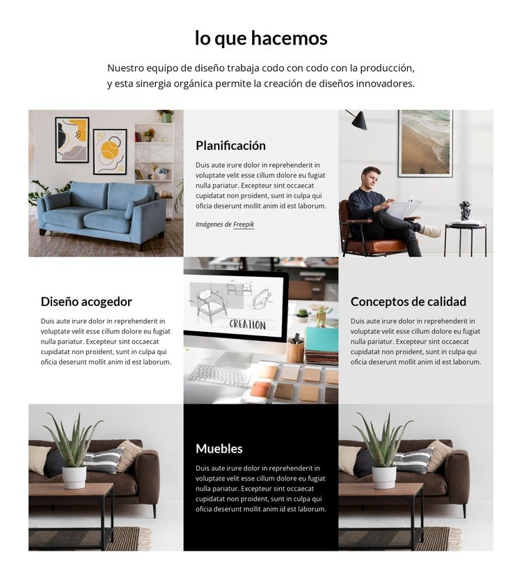 Estudio de diseño de interiores planificación y diseño. Página de destino