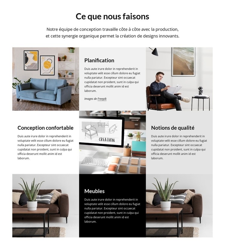 Planification et conception d'un studio de design d'intérieur Modèles de constructeur de sites Web