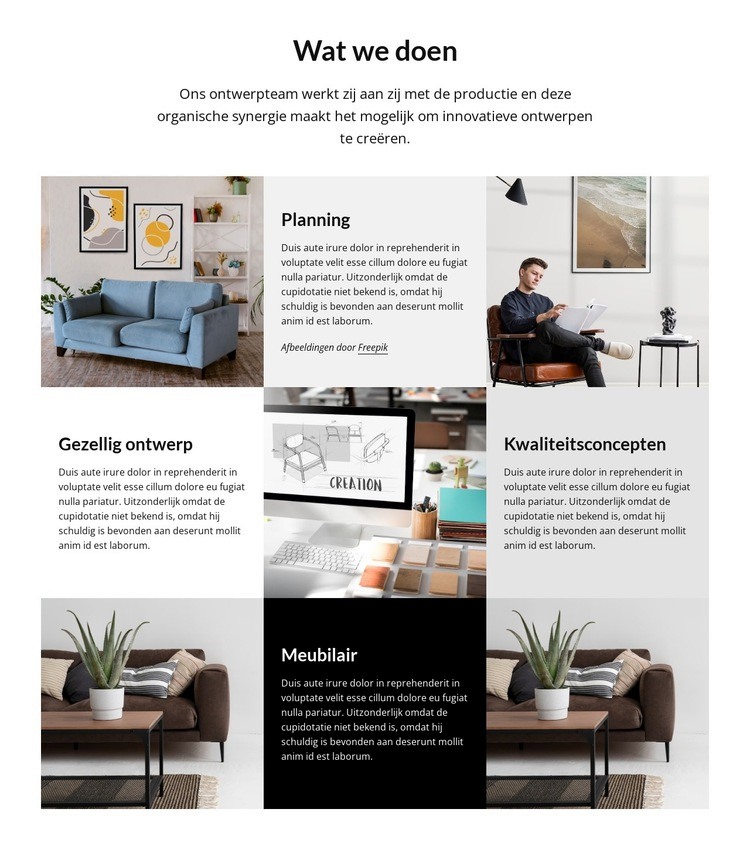 Planning en ontwerp van een interieurstudio Html Website Builder