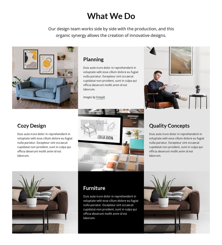 Interior design studio planning and design One Page Template