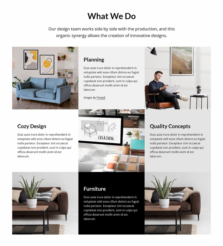 Interior design studio planning and design Website Mockup