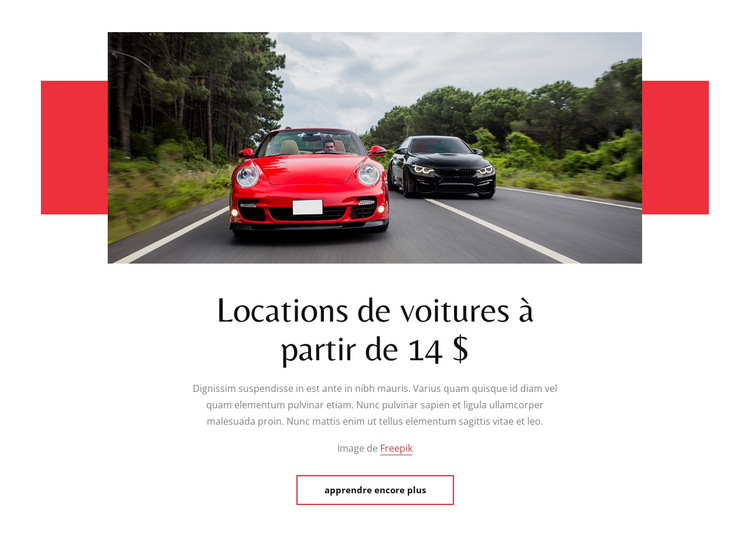 Locations de voitures à partir de 14 $ Modèle de site Web