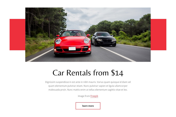 Car rentals from $14 HTML Template