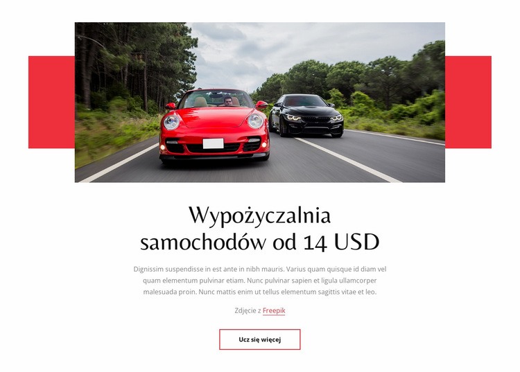 Wynajem samochodów od 14 USD Kreator witryn internetowych HTML