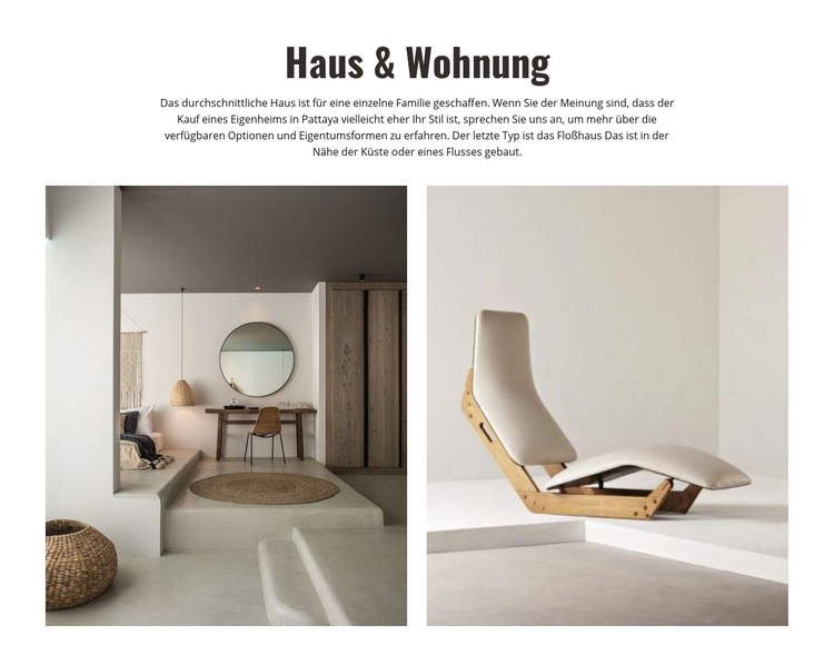 Design Haus und Wohnung Eine Seitenvorlage