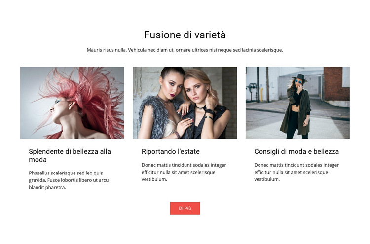 Fusione di varietà Modello di sito Web