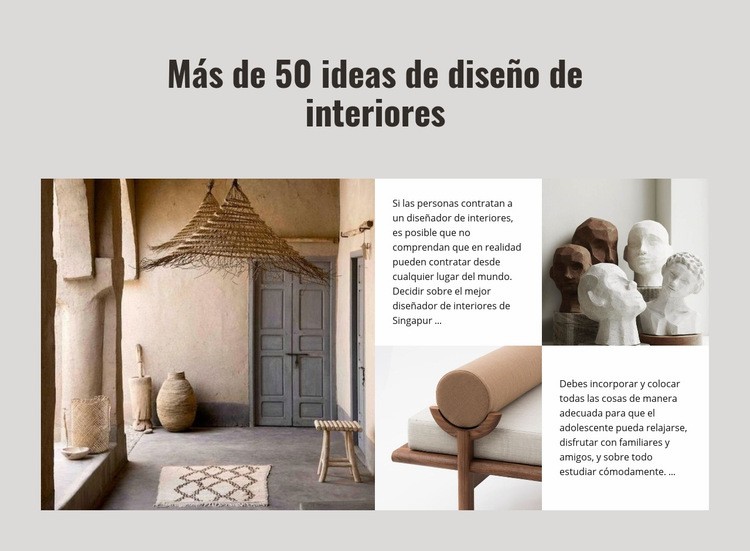 Ideas de diseño de interiores Maqueta de sitio web